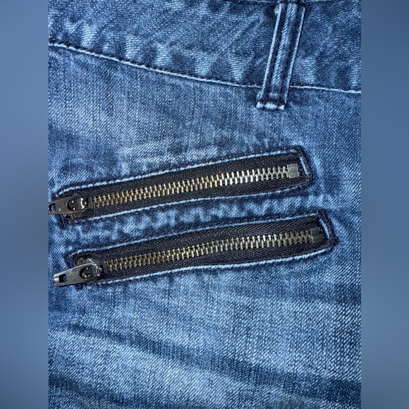 American Eagle jean shorts women’s sz 12 zippers Blue Wash Y2K emo grunge - Picture 3 of 11